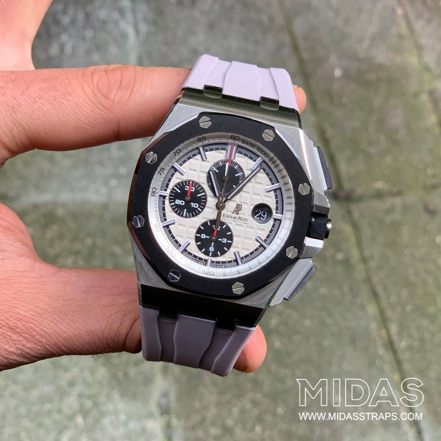 MIDAS Blush Grey AP Rubber Strap for Audemars Piguet Royal Oak