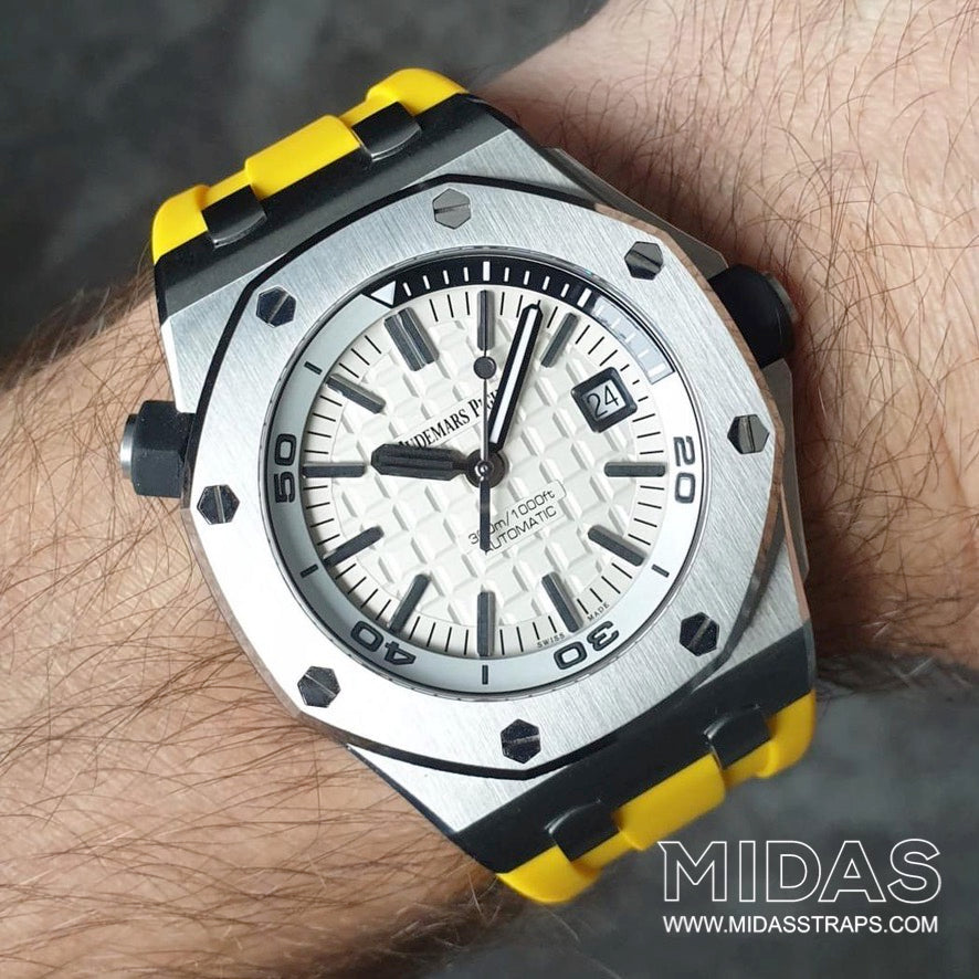 MIDAS Yellow AP Rubber Strap for Audemars Piguet Royal Oak