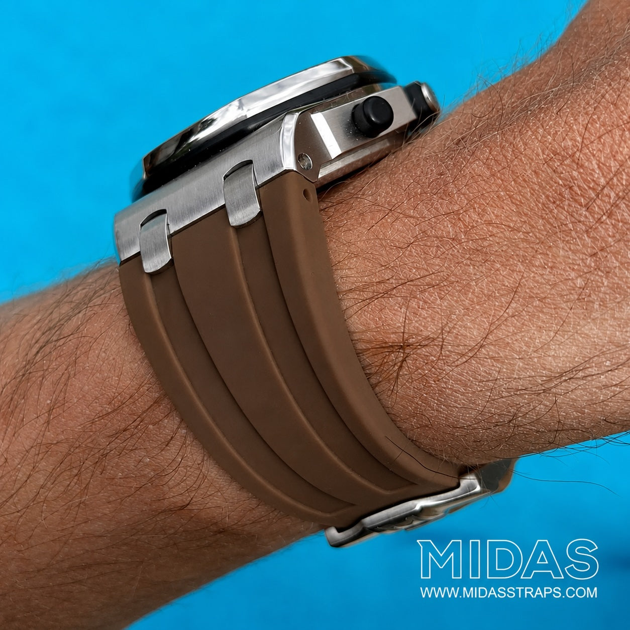 Audemars Piguet Royal Oak Offshore 42mm brown OEM replacement strap on wrist MIDAS