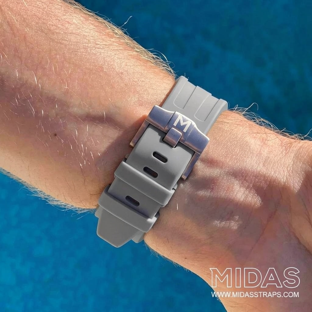 Audemars Piguet Royal Oak Offshore 42mm grey OEM replacement strap on wrist MIDAS