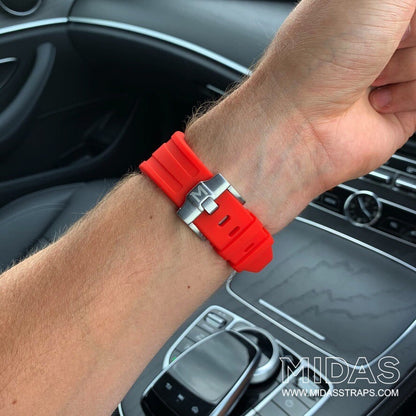 Audemars Piguet Royal Oak Offshore 42mm red OEM replacement strap on wrist MIDAS