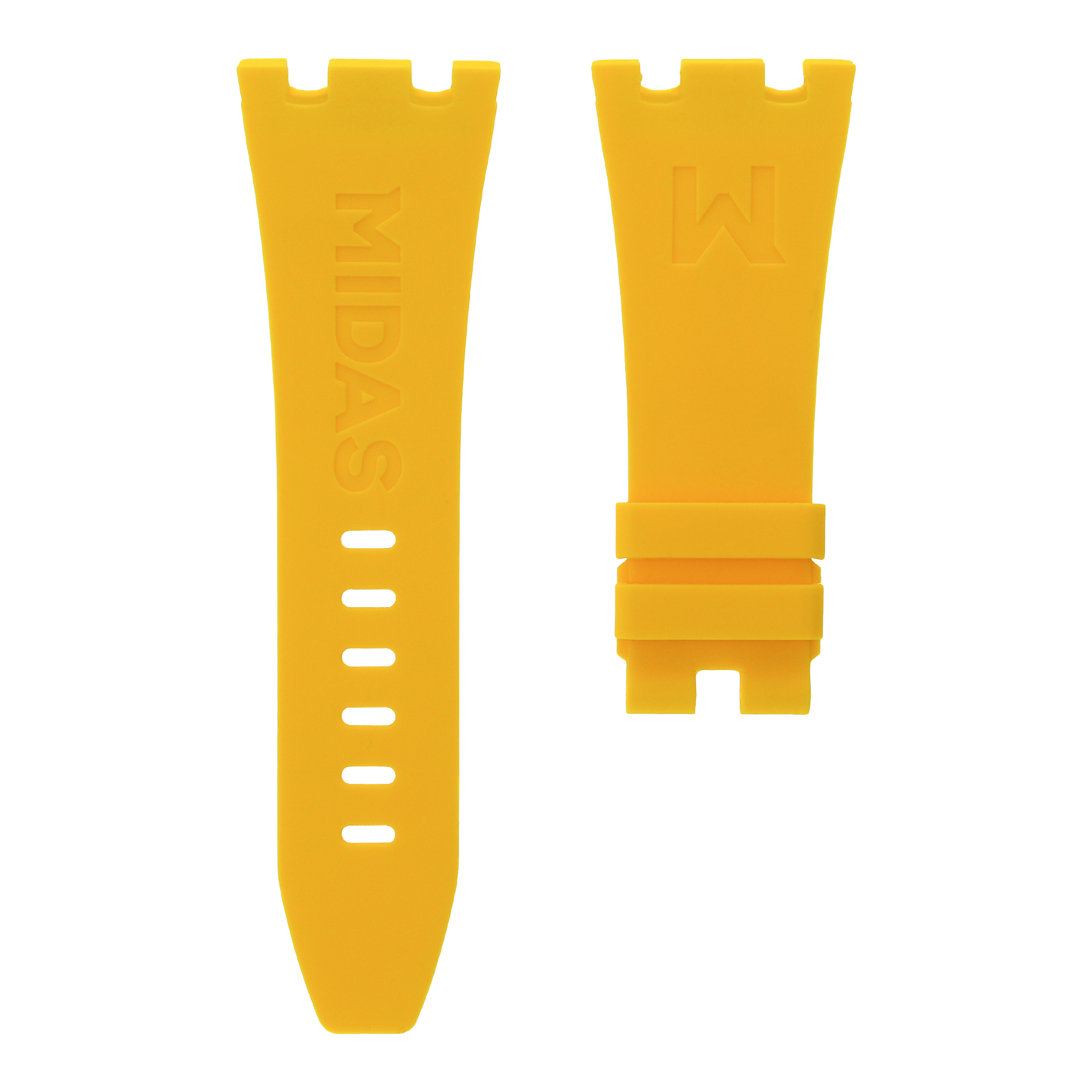 Audemars Piguet Royal Oak Offshore 42mm yellow rubber strap back view MIDAS straps