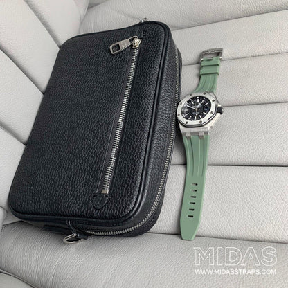 Audemars Piguet Royal Oak Offshore 42mm khaki green rubber strap lifestyle poolside MIDAS