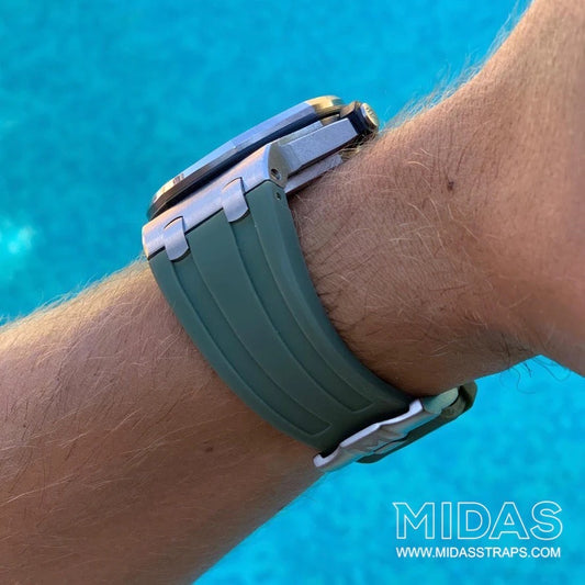 Khaki Green Rubber Strap, Royal Oak Offshore 42mm