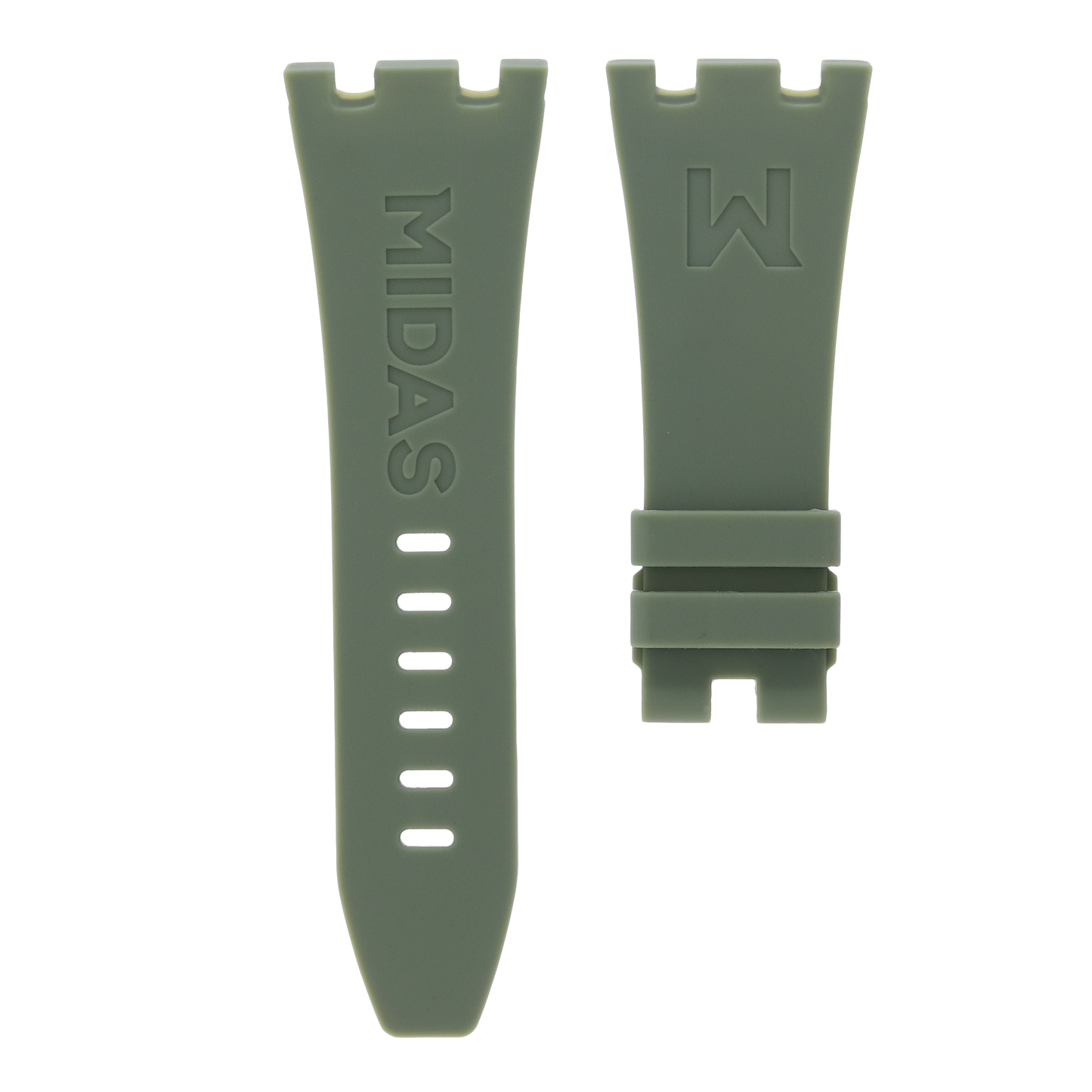 Audemars Piguet Royal Oak Offshore 42mm khaki green rubber strap back view MIDAS straps