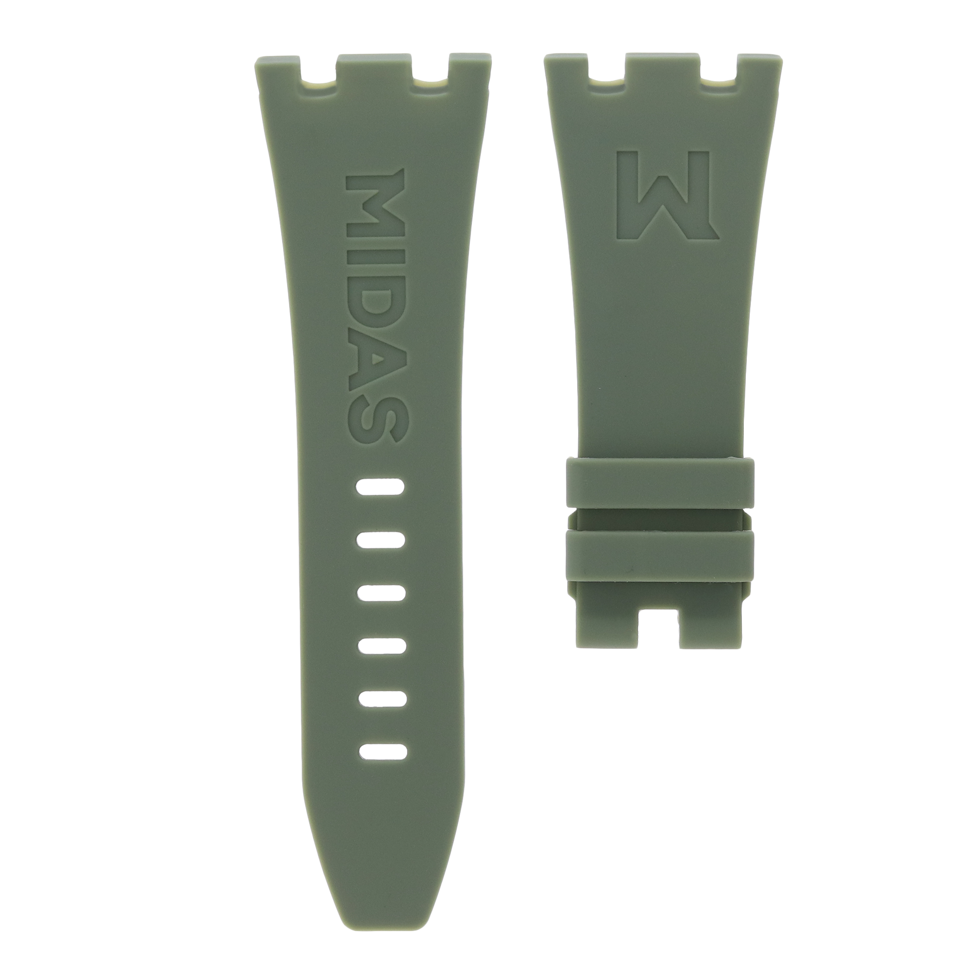 Audemars Piguet Royal Oak Offshore 42mm khaki green rubber strap back view MIDAS straps