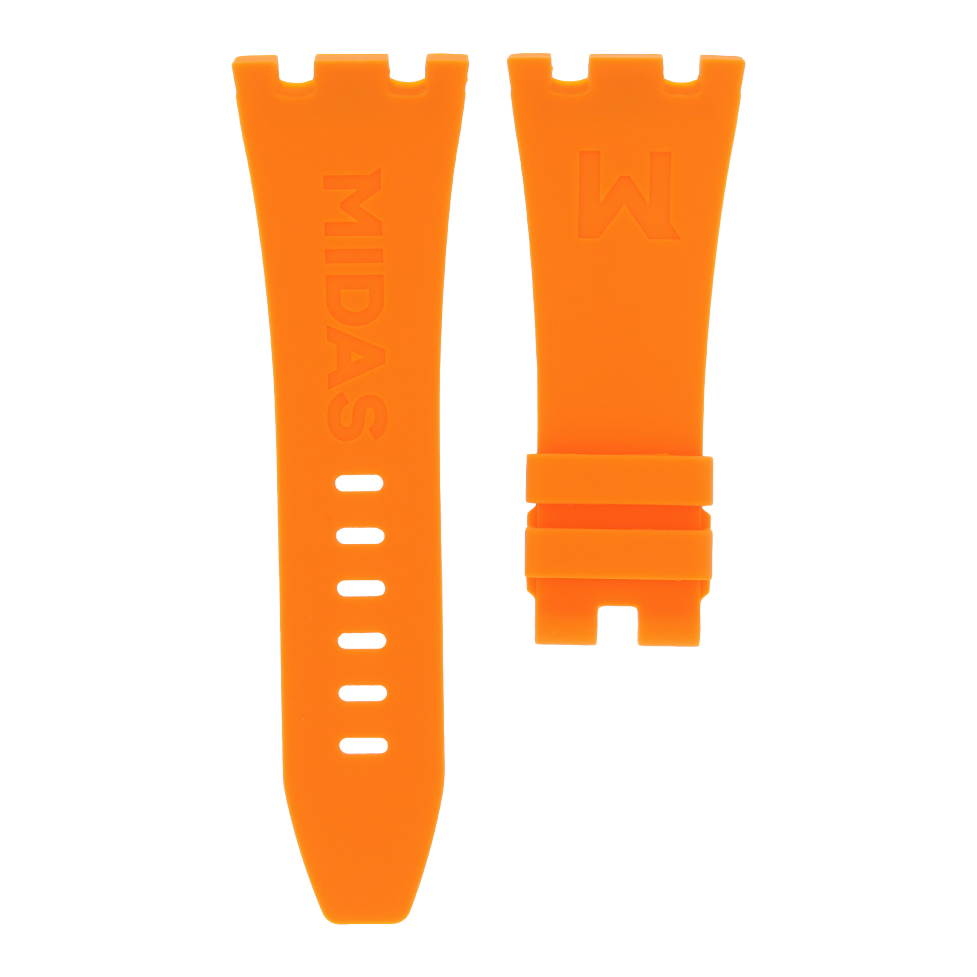 Audemars Piguet Royal Oak Offshore 42mm orange rubber strap back view MIDAS straps