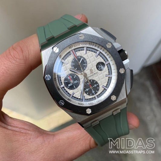 Khaki Green Rubber Strap, Royal Oak Offshore 44mm