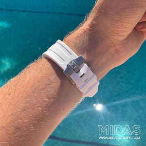 MIDAS White AP Rubber Strap for Audemars Piguet Royal Oak Offshore 42mm