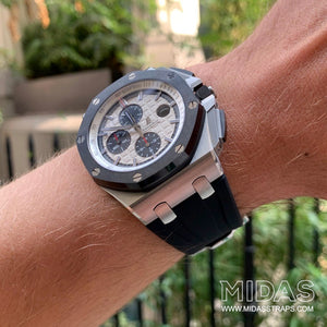 MIDAS Black AP Rubber Strap for Audemars Piguet Royal Oak Offshore 44mm