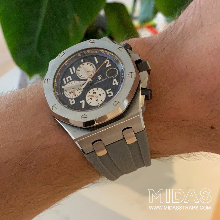 MIDAS Grey AP Rubber Strap for Audemars Piguet Royal Oak Offshore 42mm Midas Watch Straps