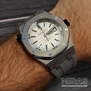 MIDAS Grey AP Rubber Strap for Audemars Piguet Royal Oak Offshore 42mm